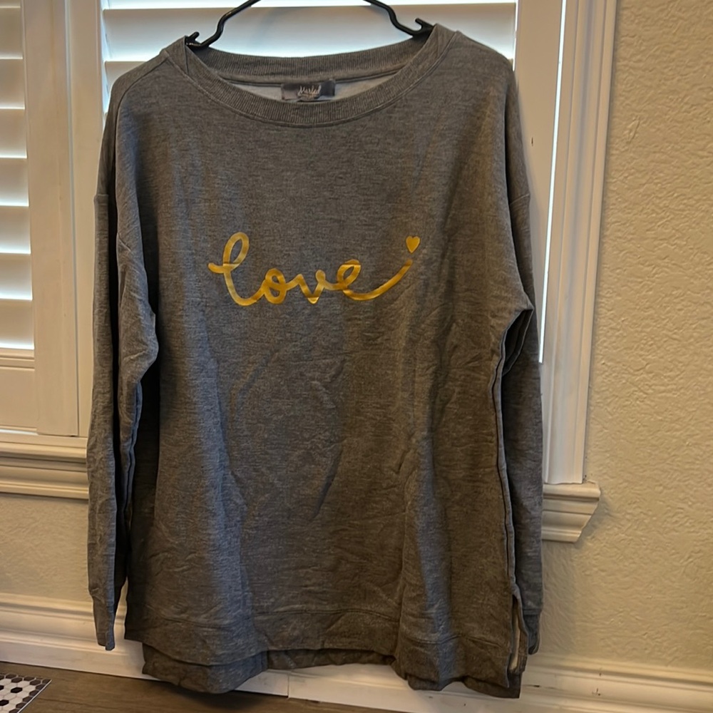 Marled Reunited Clothing/Heather Grey/long sleeve/slit sweatshirt